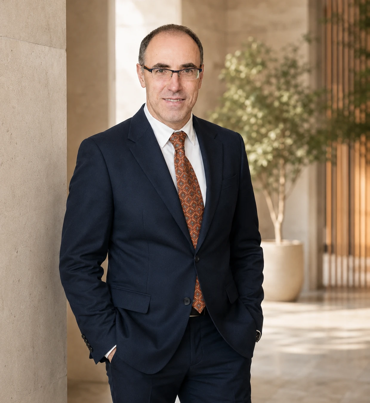 Josep Lorenzo de pie en un entorno profesional contemporáneo.